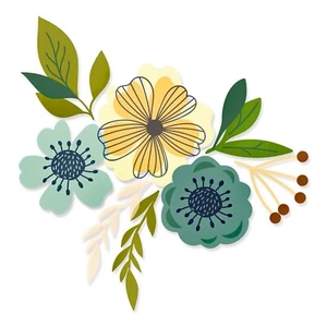 Sizzix 13pc Clear Stamp set Summer Blossoms #665908 Retail $12.99 Lisa Jones - Picture 1 of 8