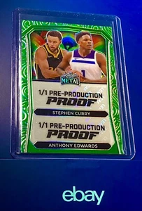 Stephen Curry 1/1 Leaf Metal Prismatic Green Refractor SP 1 OF 1 Anthony Edwards - Picture 1 of 4