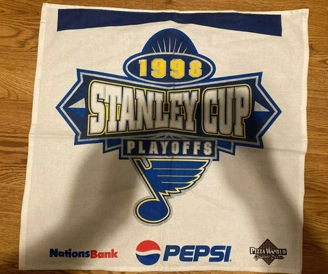 Vintage 1998 Stanley Cup Playoff's Flag St Louis Blues Pizza World Pepsi Nations Cover