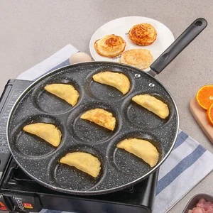 7Hole Frying Pot Pan Non-stick Egg Pancake Steak Hamburg Omelet Pan Breakfast uk - Picture 1 of 11