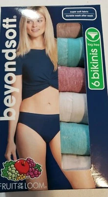 Fruit of the Loom Women's 6 Pack Beyond Soft Bikinis Size 5 Small Choose Color - Image 1 of 4