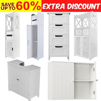 Badschrank Badezimmerschrank Hochschrank Unterschrank Badmöbel Weiß Badregal  - Bild 1 von 4