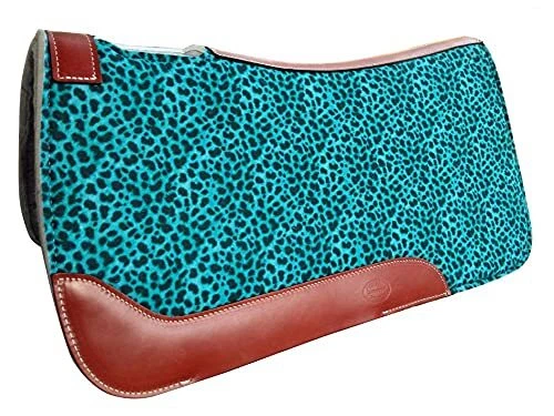 Showman 31" x 32" Teal Cheetah Print Solid Felt Saddle Pad - Image 1 of 1