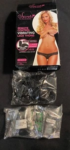SECRETS LACE.THONG VIBRATING LACE THONG W/REMOTE BLACK ONE SIZE FIT ALL - Picture 1 of 3