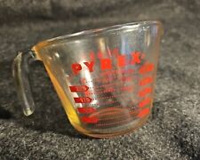 Vintage PYREX Red Lettering Measuring Cup 1c  8oz Glass Very Good Condition 
