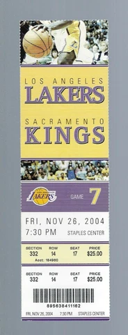 KOBE BRYANT 40 PTS - 2004 NBA KINGS @ LOS ANGELES LAKERS FULL TICKET - NOV 26 Cover