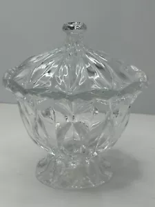Calliope-Blossom Giftware MIKASA Lidded Crystal Clear Glass Candy Dish - Picture 1 of 8