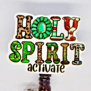 Holy Spirit Activate Badge Reel ID Country Western Leopard Native Cow Christian - Picture 1 of 2