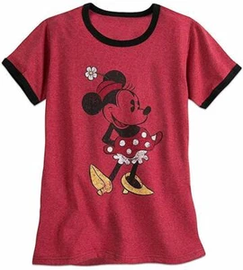 DAMEN-T-SHIRT GRÖSSE XS DISNEY STORE KLASSISCH ROT MINNIE MOUSE RINGER NEU MIT ETIKETT - Bild 1 von 1