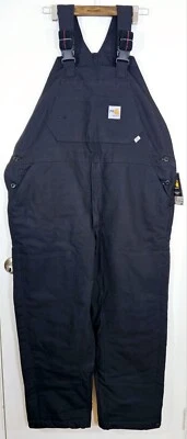 Carhartt FR (Flame Resistant) Duck Bib Quilt Lined Overalls, 40 x 30, Black - Image 1 of 4