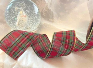 TRADITIONAL TARTAN red/multi Christmas - Luxury Wire Edge Ribbon **LAST STOCK** - Picture 1 of 4