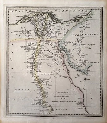 1848 Egypt Original hand Colored Engraving Antique Map, Thomas Johnson — 第 1/3 张图片