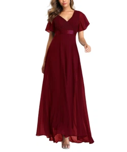 Beauty Emily Burgundy Pleated Surplice Gown Size XXL - Picture 1 of 2