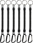 DNHCLL Pack of 6 Black Coiled Fishing Lanyard with Carabiner Fishing Ropes Se...