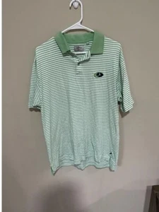 Callaway Golf Polo Shirt Mens Medium Green White  Stripe Short Sleeve Cotton - Picture 1 of 8