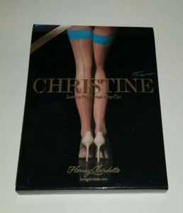 Honey Birdette Christine Turquoise Stockings Thigh High Stay Ups size Small new - Picture 1 of 4