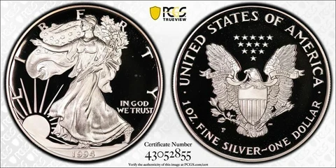 USA United States 1994 P $1 Proof Silver Eagle PCGS PR69DCAM Cover