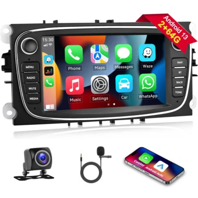 Autoradio Android 13 Carplay GPS Navi WIFI RDS Für Ford Focus MK2 Mondeo C S Max - Bild 1 von 4