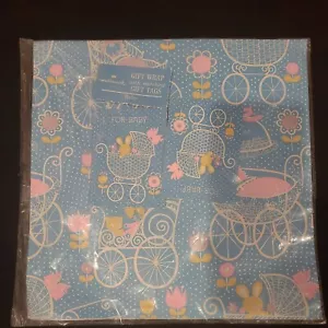 Vintage Hallmark Gift Wrap for Baby 2 Sheets Sealed with Matching Gift Tags - Picture 1 of 3