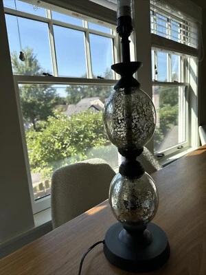 Lámpara de noche de mesa apilada de vidrio mercurio Pottery Barn bronce plata RARA Foto 1 de 4