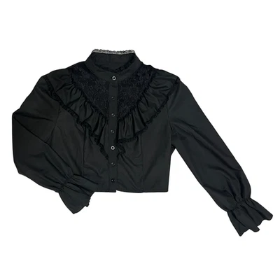 Blusa corta negra con volantes de encaje talla M victoriana romántica gótica oscura femenina Foto 1 de 4