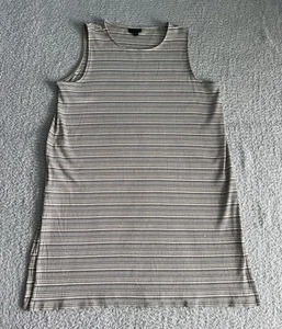 J Jill Wearever Tunic Top Shirt Women’s Sz Large Brown Stripe Stretch Sleeveless - Picture 1 of 13
