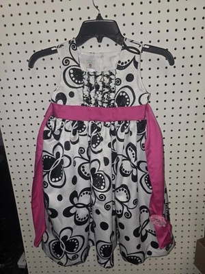 Marmellata Girls White, Black And Pink Dress Size 6 - Image 1 of 4