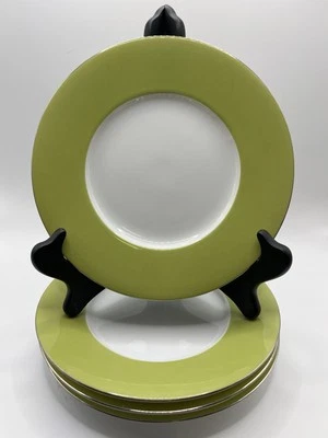 4 Crate & Barrel Hamptons Green Porcelain Salad Plates - Image 1 of 4