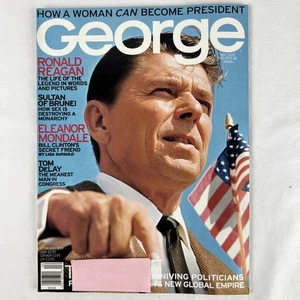 GEORGE MAGAZINE JFK Jr FEBRUARY 1999 MONEY ISSUE RONALD REAGAN GHISLAINE MAXWELL - Imagen 1 de 24