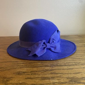 VGT Doeskin Wool Felt Ladies Hat Blue With Bow Bowman & Co. - Picture 1 of 8