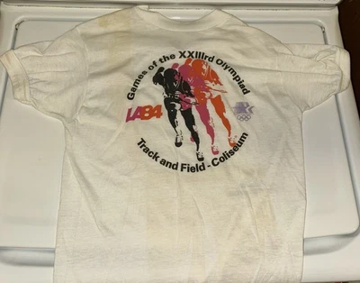 Vintage 1984 OLYMPICS T-Shirt MENS M Track & Field XXXIIIrd OLYMPIAD LA84 Rare - Image 1 of 4