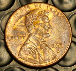 2001 D Rare Error Penny Die Clash,Reverse Hair Line - Picture 1 of 6