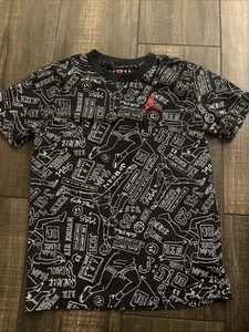Michael Air Jordan Nike Jumpman Boys M Black Graphic T-Shirt Tee - Picture 1 of 7