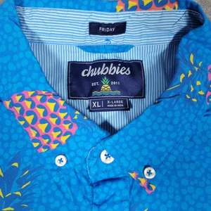 Chubbies The Pick Of The Day Friday Shirt Neon Pineapple Print Mens Sz XL NWT - Picture 1 of 7