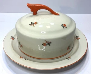 Mitterteich Bavaria Käseschale Art Deco RAR EUC! Orange Floral 30er Jahre - Bild 1 von 9