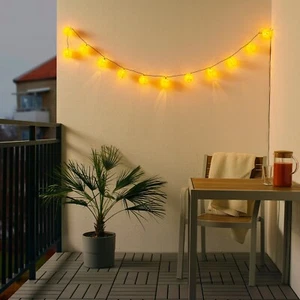 Ikea Solvinden 12 outdoor led lights battery powered Yellow balls 304.530.52 NEW - Picture 1 of 4