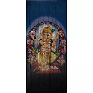 Bamboo Beaded Curtain Hand Painted- Dancing Ganesh - Picture 1 of 2