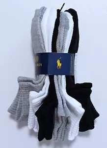 NWT POLO RALPH LAUREN WOMEN'S ANKLE SOCKS GRAY / WHITE / BLACK (6 PAIRS) - Picture 1 of 7
