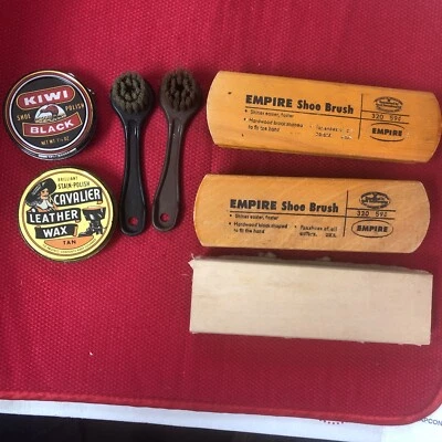 Cepillo pulidora vintage brillo de zapatos 7 artículos Empire Dauber Kiwi polaco cera caballero Foto 1 de 4