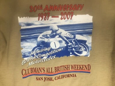 VTG Motorcycle T-Shirt Competition Clubman's All British Weekend 2007 Large e5 - Image 1 of 4