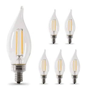 Feit Enhance CA10 E12 (Candelabra) Filament LED Bulb Daylight 40 Watt Eq 6 pk - Picture 1 of 6