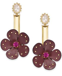$88 Kate Spade goldtone chandelier leather earrings  Blooming  bling  D14