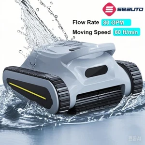 Seauto Cordless Robotic Pool Vacuum Wall-Climbing Automatic Pool Cleaner - Picture 1 of 21