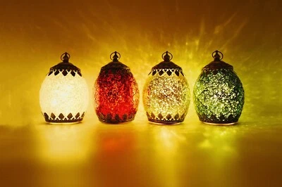 LED Windlicht Teelichtglas  Antik Vintage Deko aus Glas/Metall zum Hängen - Bild 1 von 4