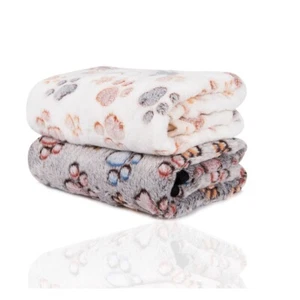 2PCS Soft Warm Paw Print Fleece Pet Blanket Dog Cat Puppy Bed Mat Cover 80*60CM - Picture 1 of 12