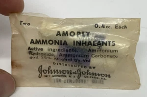 VTG 60s Johnson & Johnson Amoply Ammonia Inhalants Package w/2 In Wax Paper - Picture 1 of 4