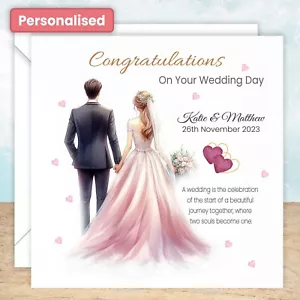 Tarjeta de boda personalizada felicitaciones el día de tu boda corazón novia novio - Imagen 1 de 11