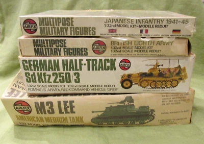 4 Vintage 1970's AIRFIX Model Tank Military Figures Kits Bagged Sealed 1/32 Lot - Image 1 of 4