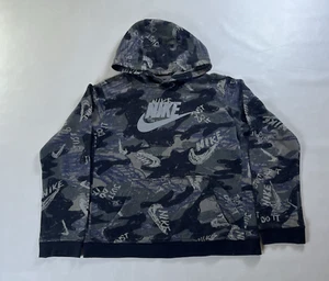 Nike Sweater Boys XL  Gray Black Camouflage Logo Hoodie Pullover Sweatshirt - Picture 1 of 6