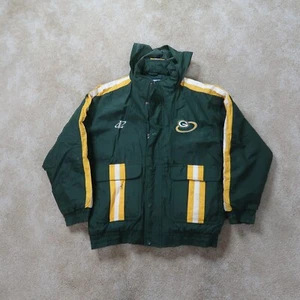 Vintage Green Bay Packers Winter Jacket Youth XL 14-16 NFL Hooded Coat - Picture 1 of 10